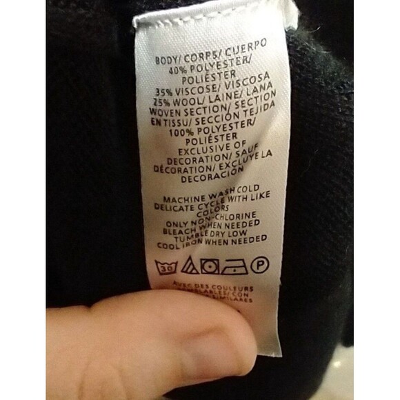 LOFT WOMENS XS BLACK DRESS SWEATER KNIT SHEER POLKA DOTS RIBBED SHIFT RUFFLED - Picture 5 of 7